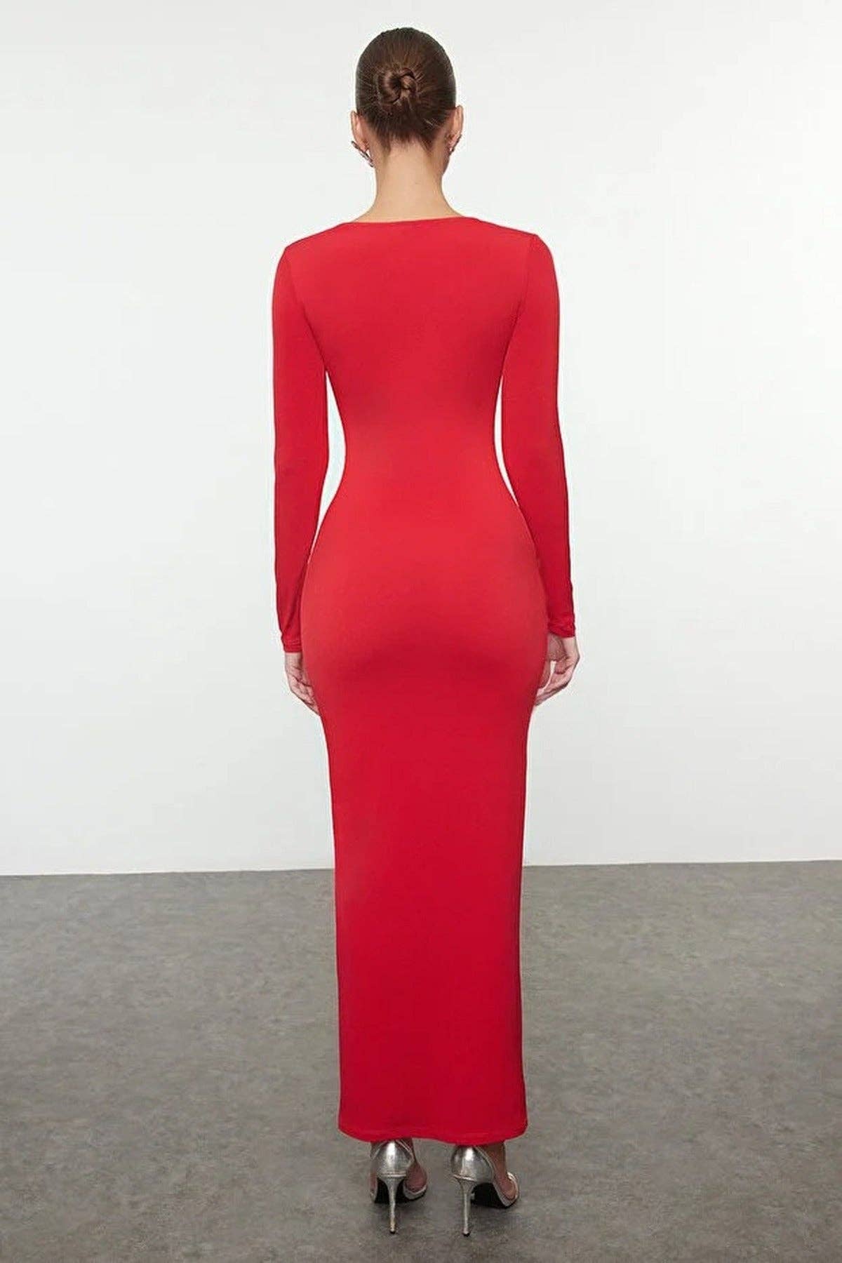 Poppy Cut Out Detail Evening Dress - Red