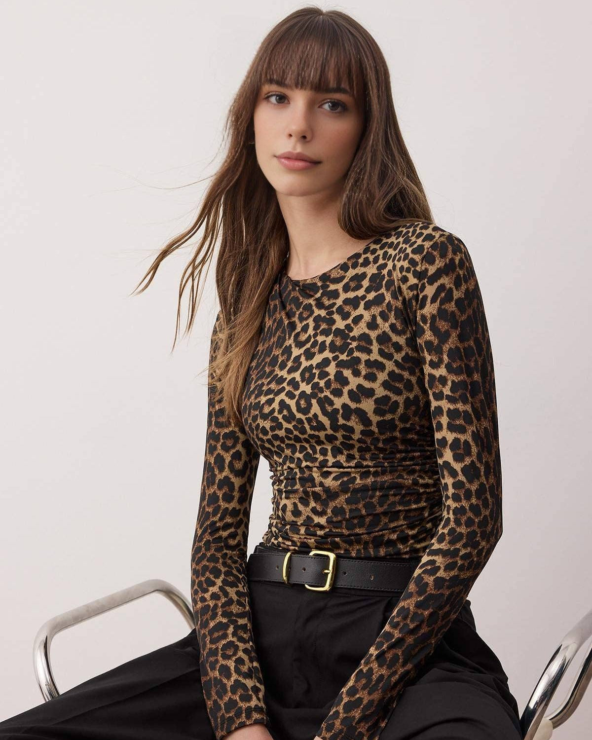 Arana Leopard Print Stretch Knit Bodysuit