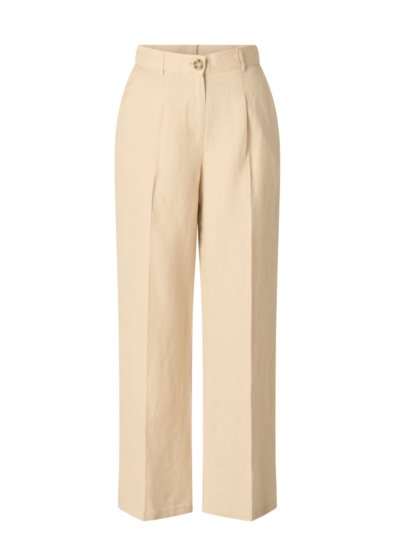 Gilana Wide Leg Lined Blend Trousers - Sand