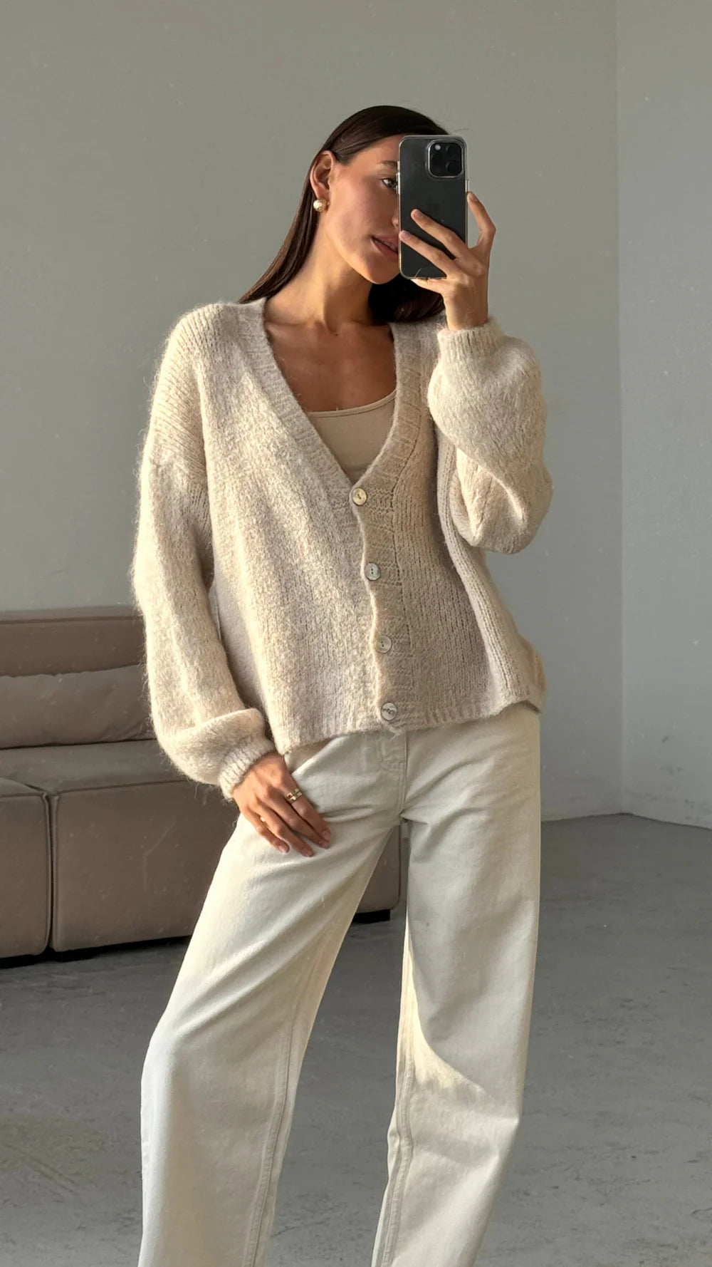 Ruby Cardigan - Stone - by Charli