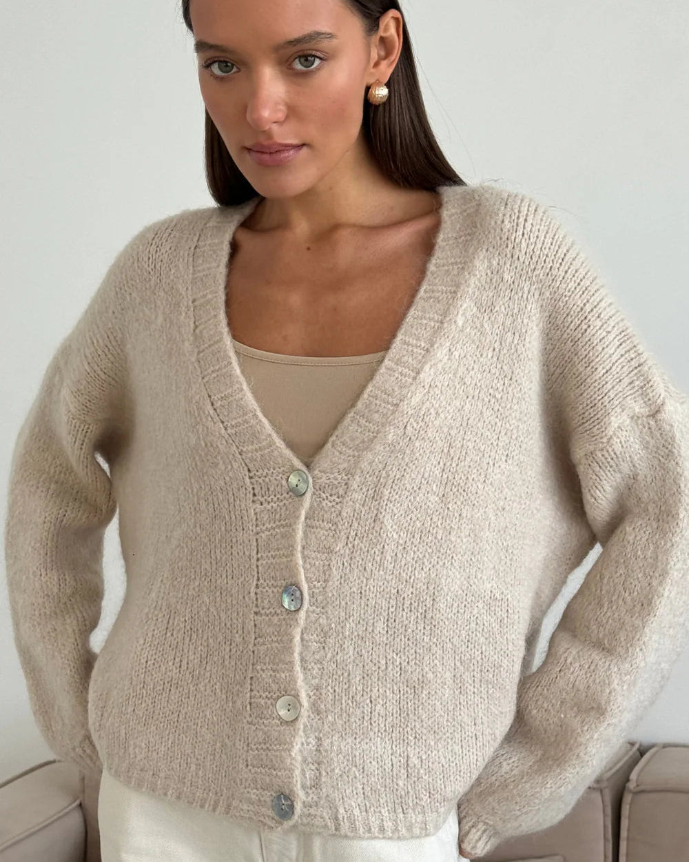 Ruby Cardigan - Stone - by Charli