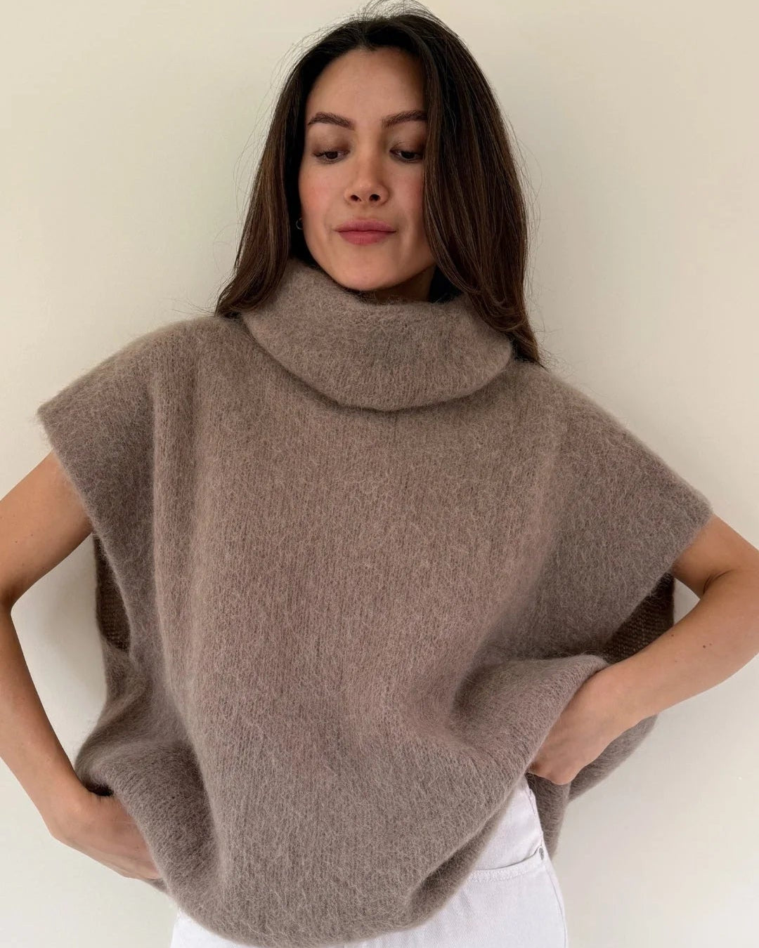 Rhonda Roll Neck Alpaca Sweater - Mink - Charli