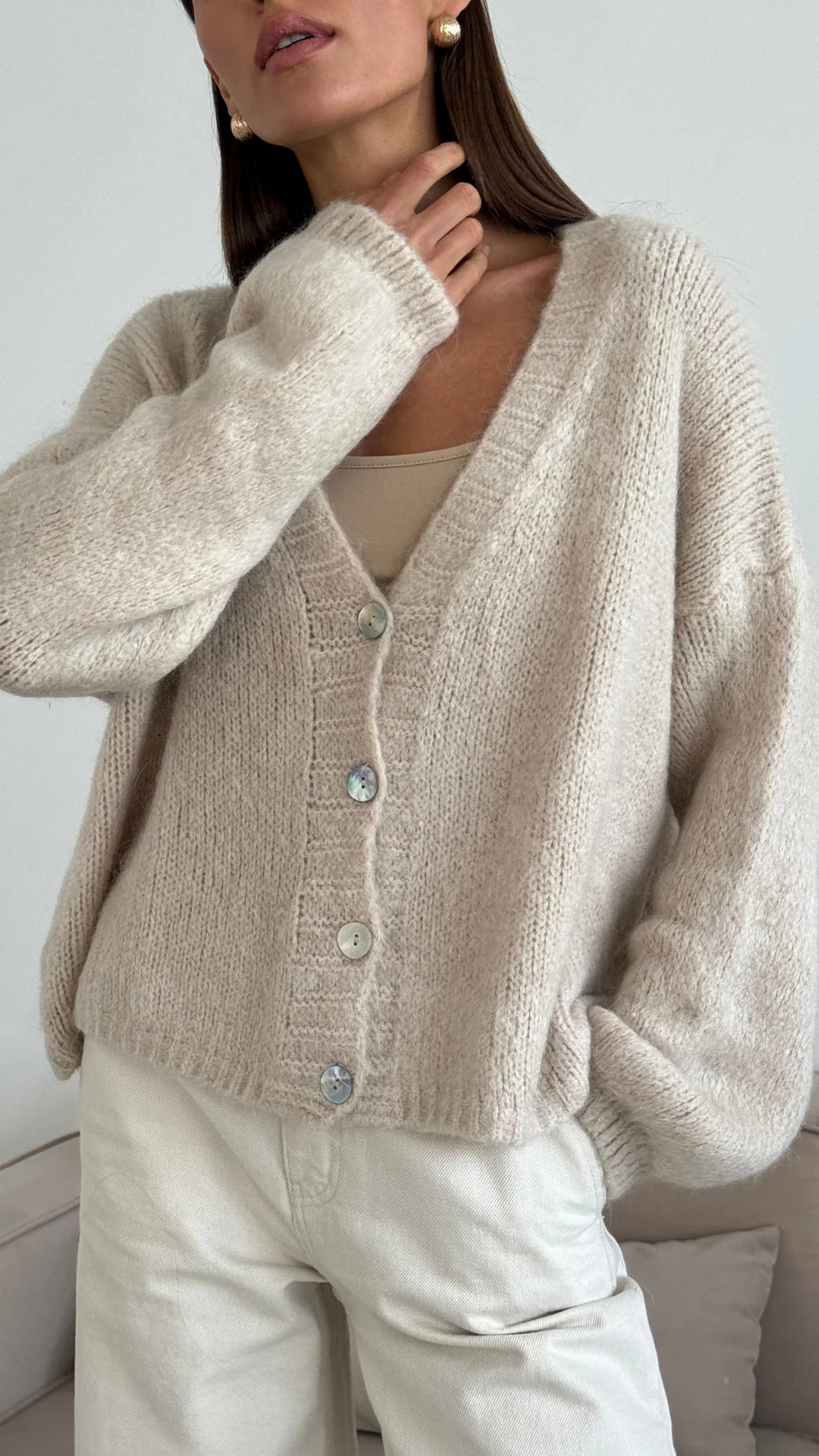 Ruby Cardigan - Stone - by Charli