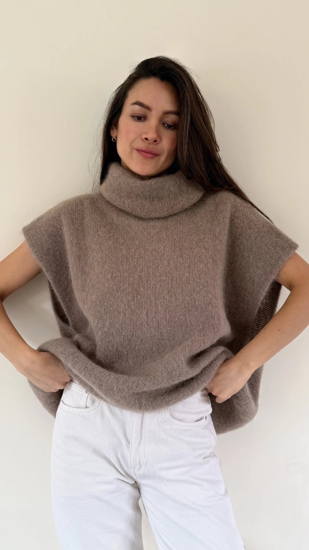 Rhonda Roll Neck Alpaca Sweater - Mink - Charli
