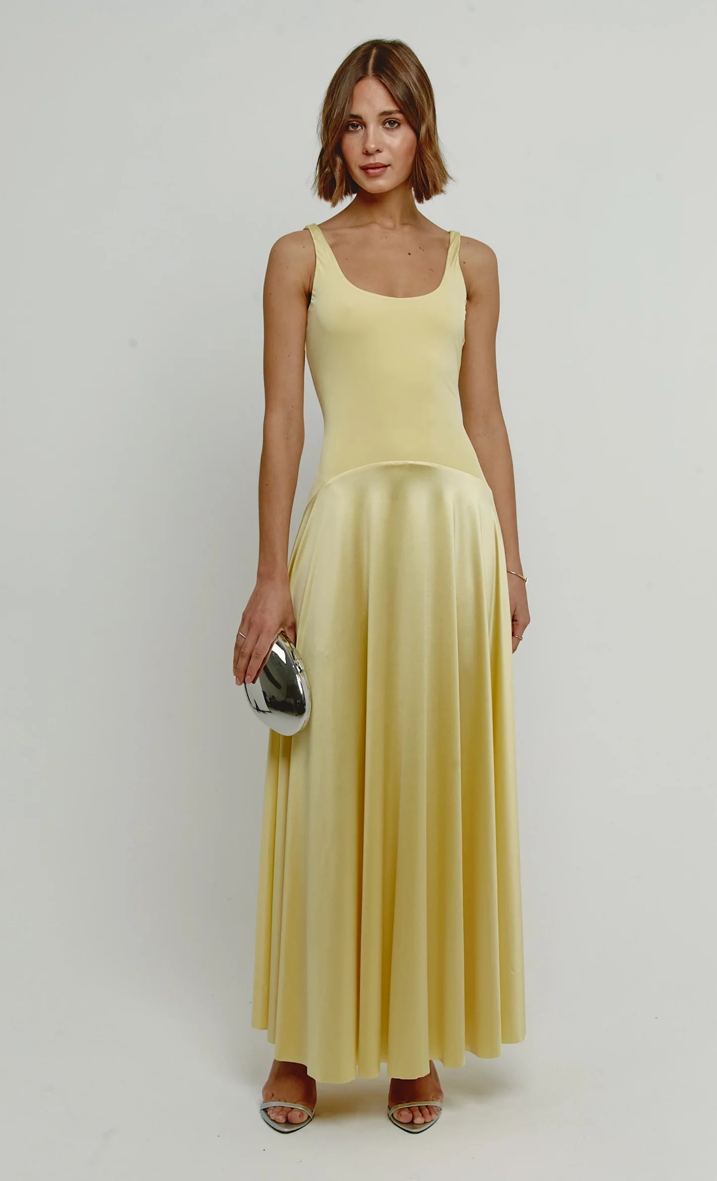 Curved Drop Waist Maxi Dress