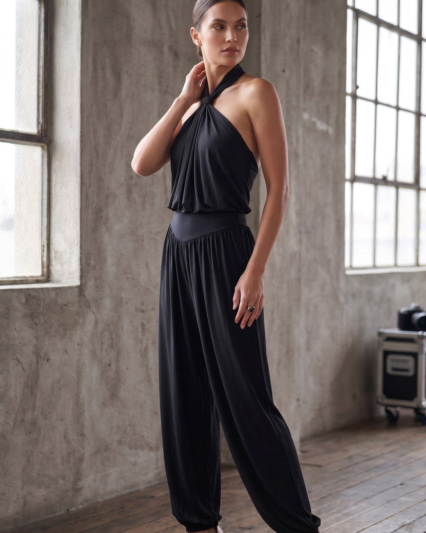 Halter Neck Balloon Leg Jumpsuit