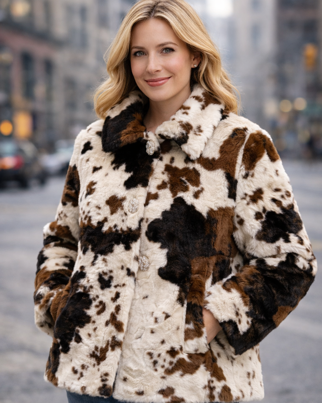 Kathy Cow Print Soft Jacket