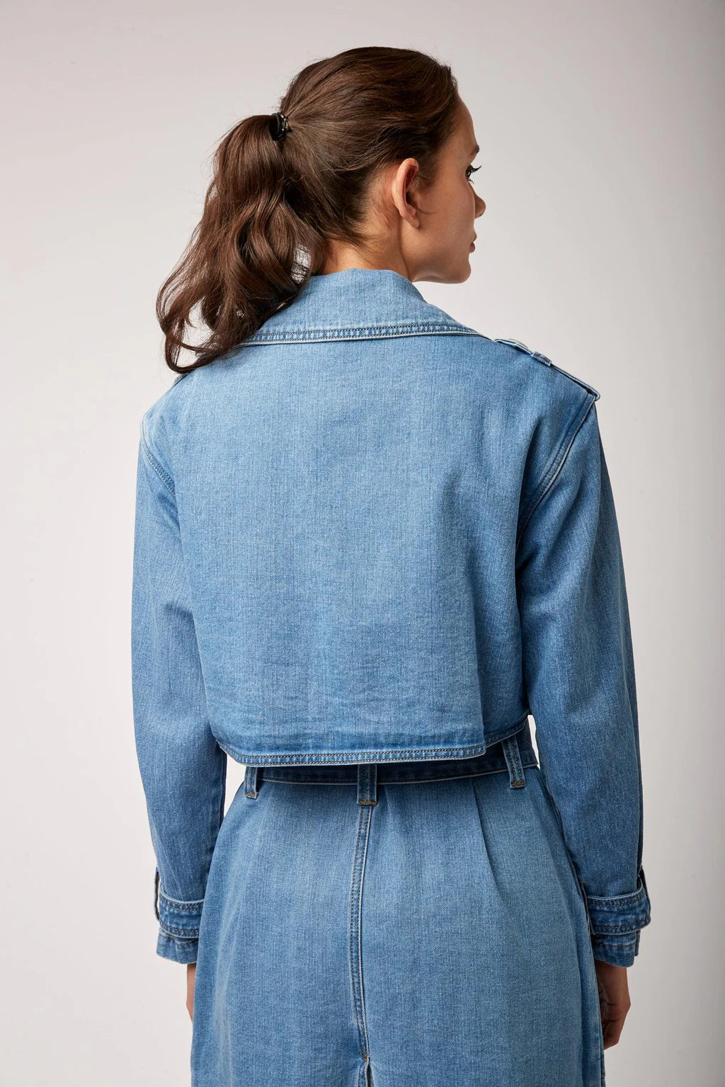 Toxik3 long denim trench coat - by Toxik