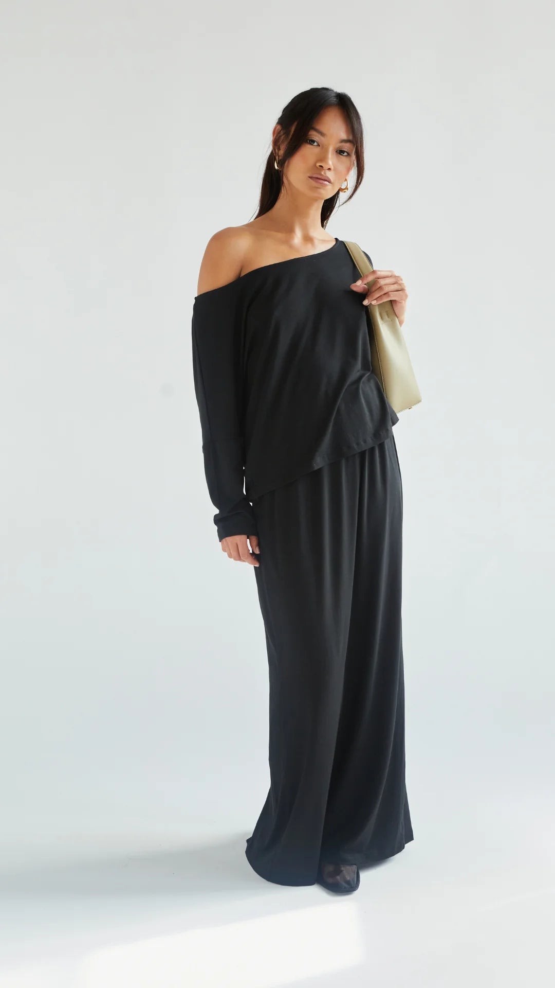 Aria Jersey Maxi Skirt - Black