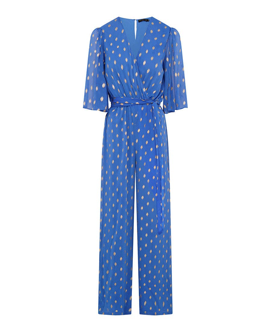 Blue Foil Angel Sleeve Jumpsuit
