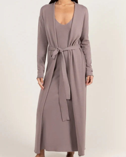 Sofia Long Line Cardigan - Mink - by Charli