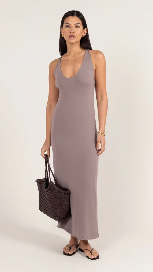 Sofia Knitted Slip Dress - Mink - By Charli