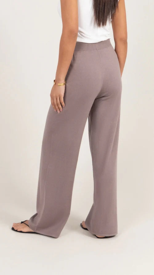 Sofia Knit Trousers - Mink - by Charli