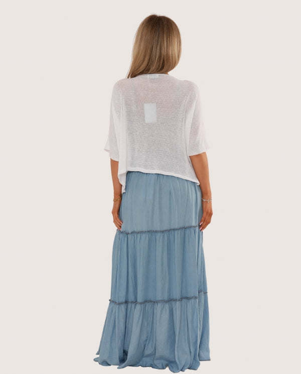 Chambray Maxi Skirt - Light Denim
