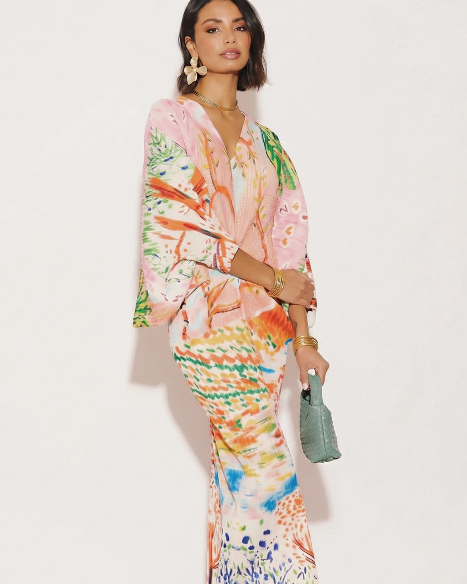 Floral Pleated Midi Dress