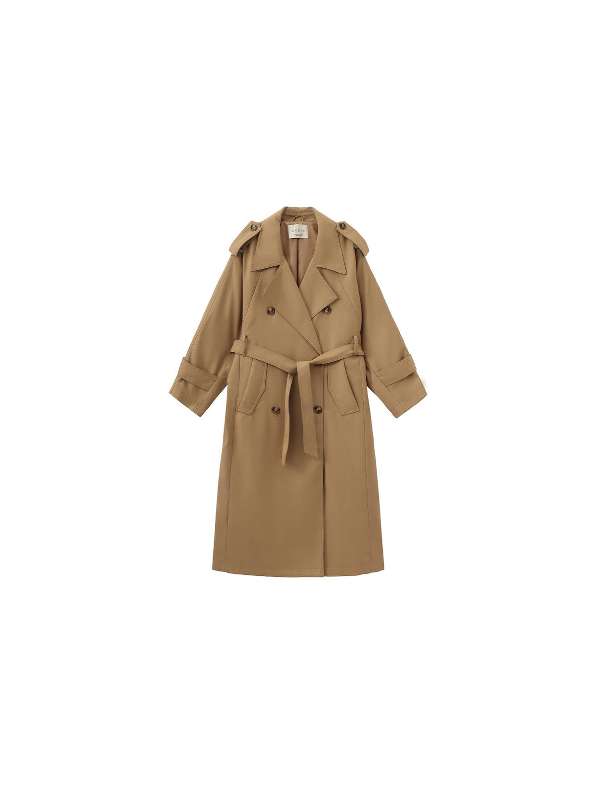 Classic British-Style Double-Breasted Trench Coat: Khaki / S