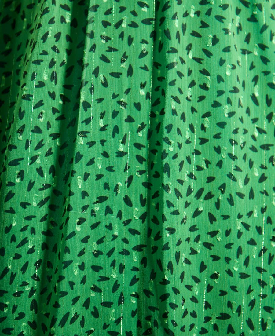 Green Animal Chiffon Maxi Dress