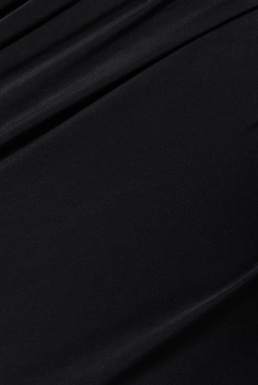 Gathered Cowl Asymmetric Mesh And Soft Touch Maxi Dress - by Goddiva