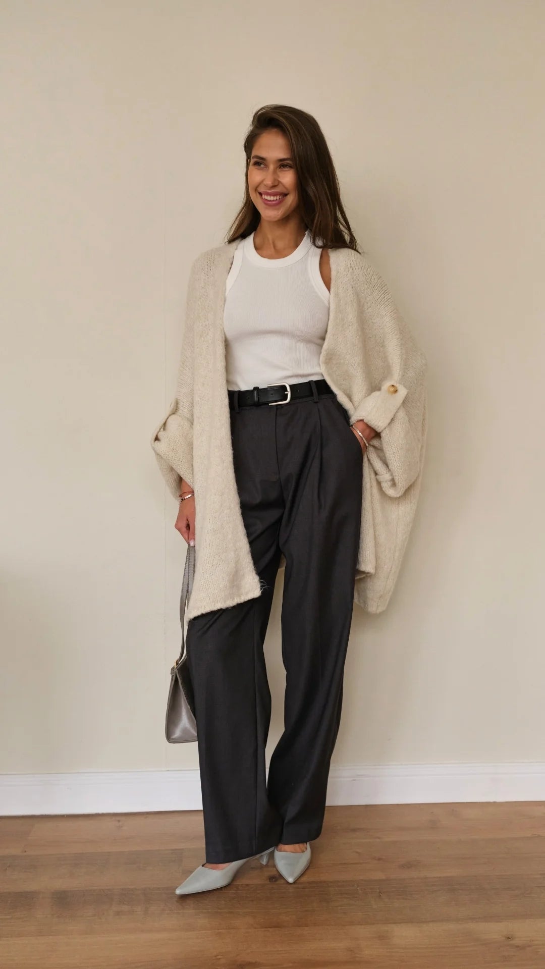 Adria Slouch Cardigan -Cream - by Charli