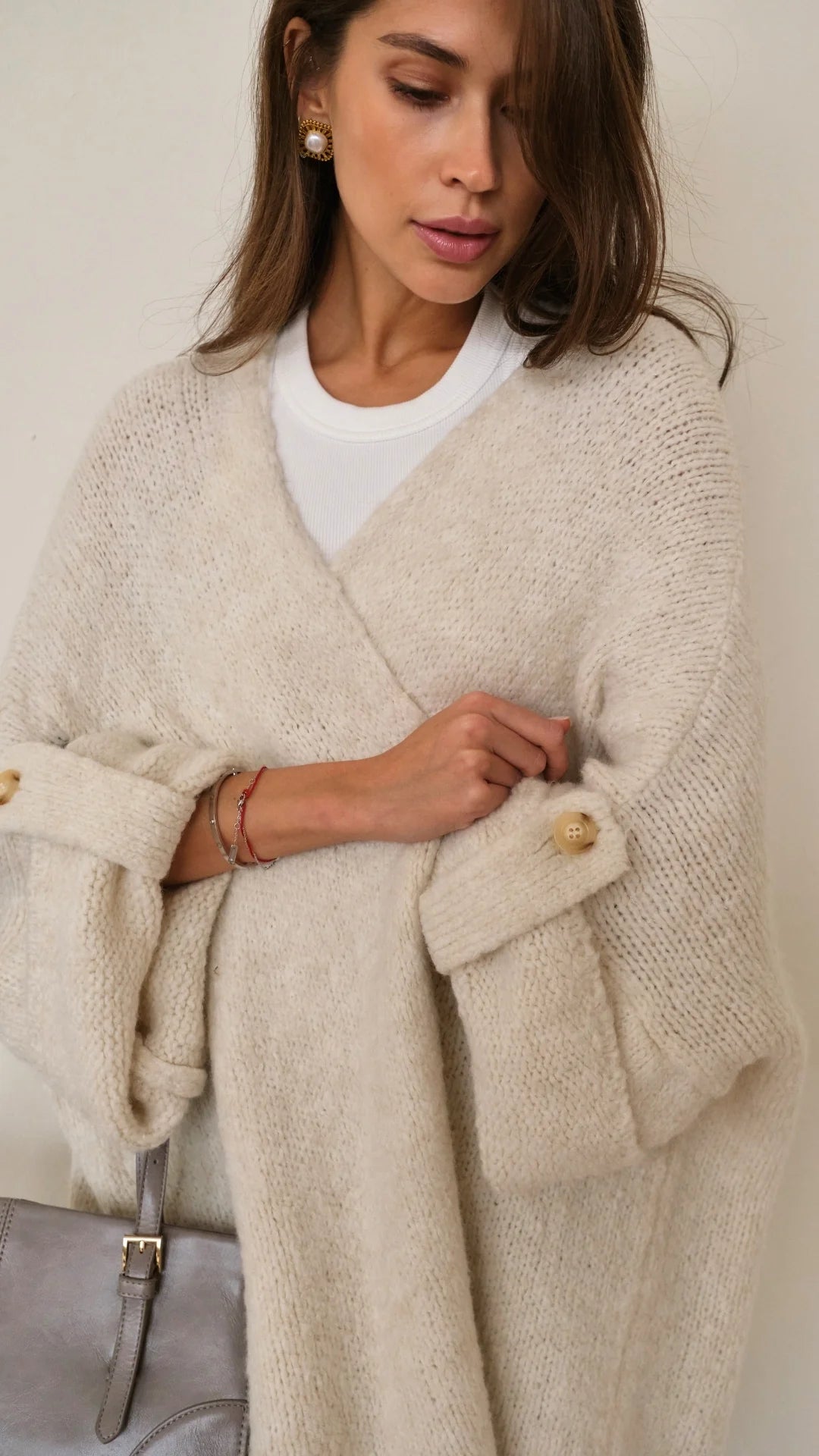 Adria Slouch Cardigan -Cream - by Charli