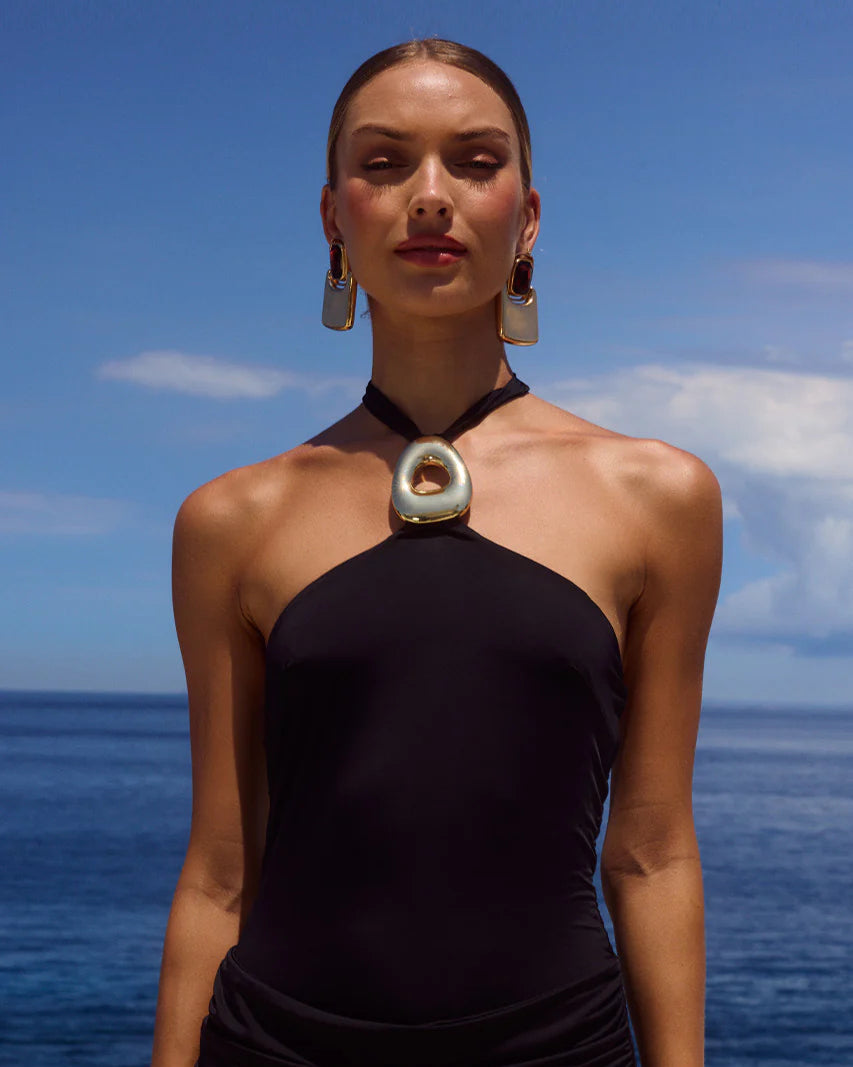 ALOLA HALTER MAXI DRESS - BLACK