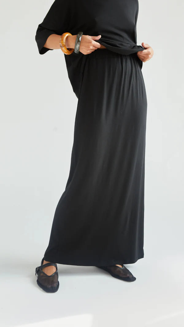 Aria Jersey Maxi Skirt - Black