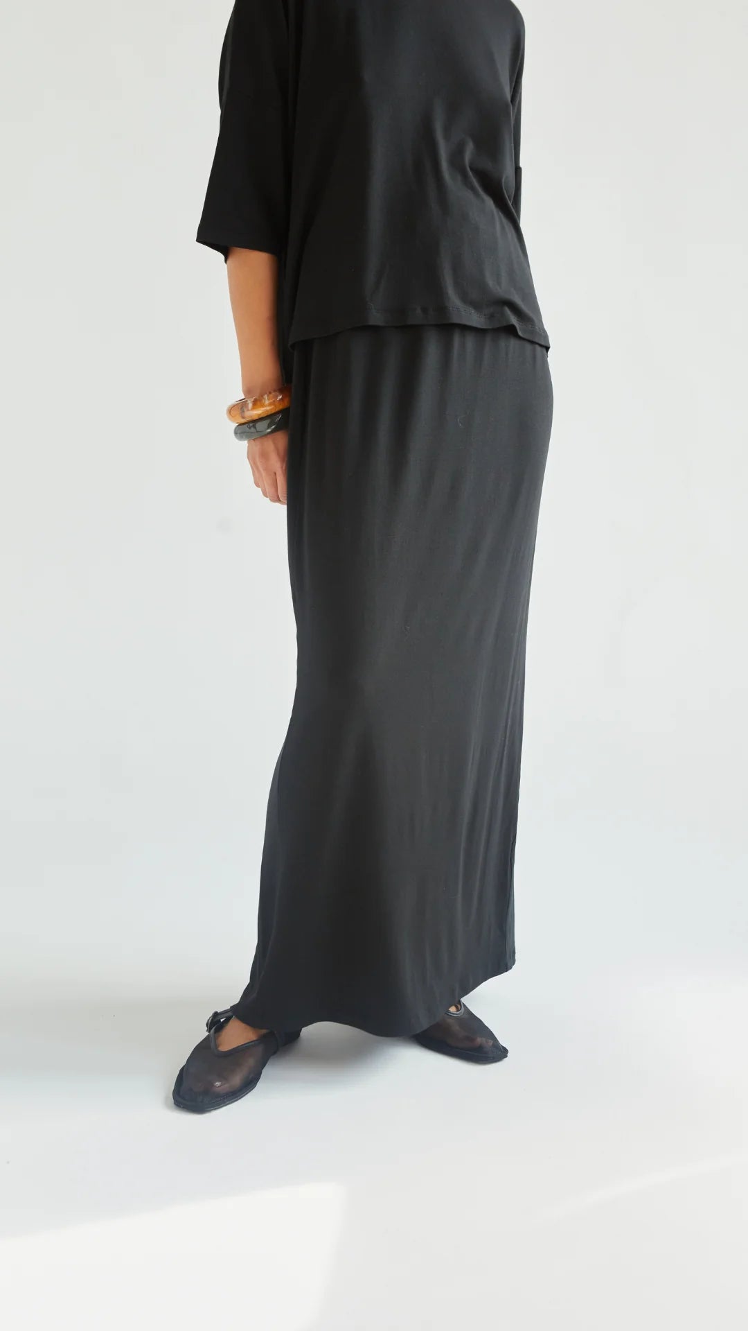 Aria Jersey Maxi Skirt - Black