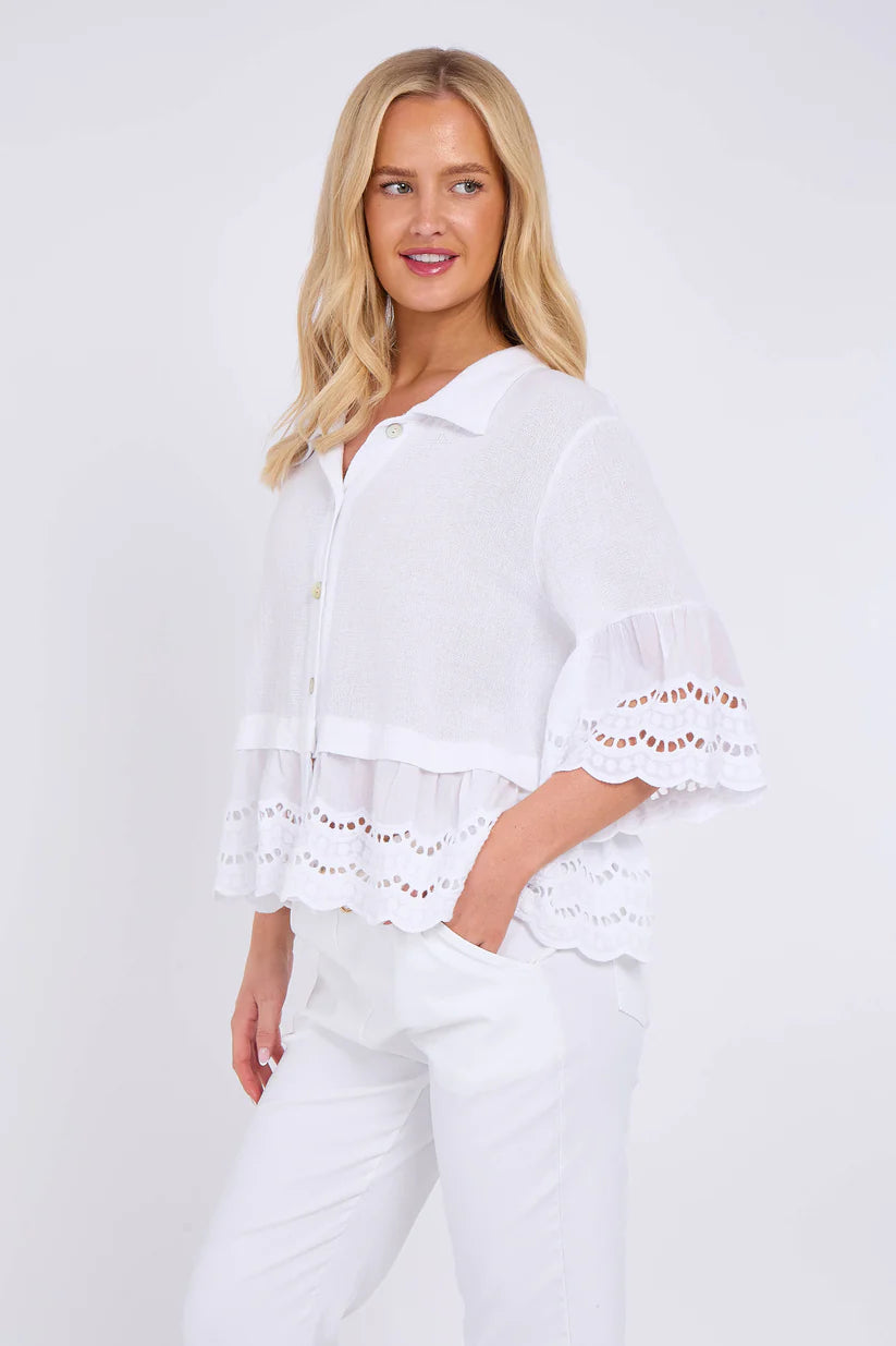 Terri Washed Linen/Cotton Mix Anglaise Shirt