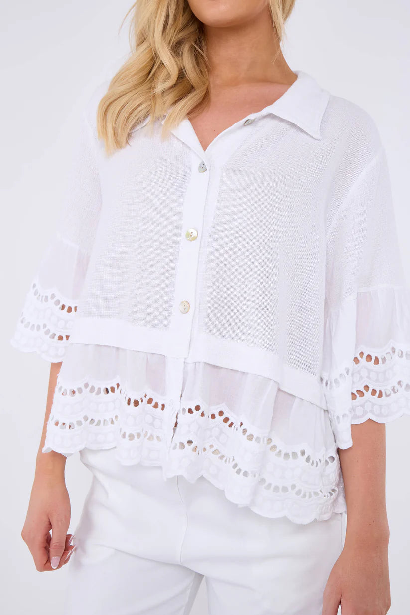 Terri Washed Linen/Cotton Mix Anglaise Shirt