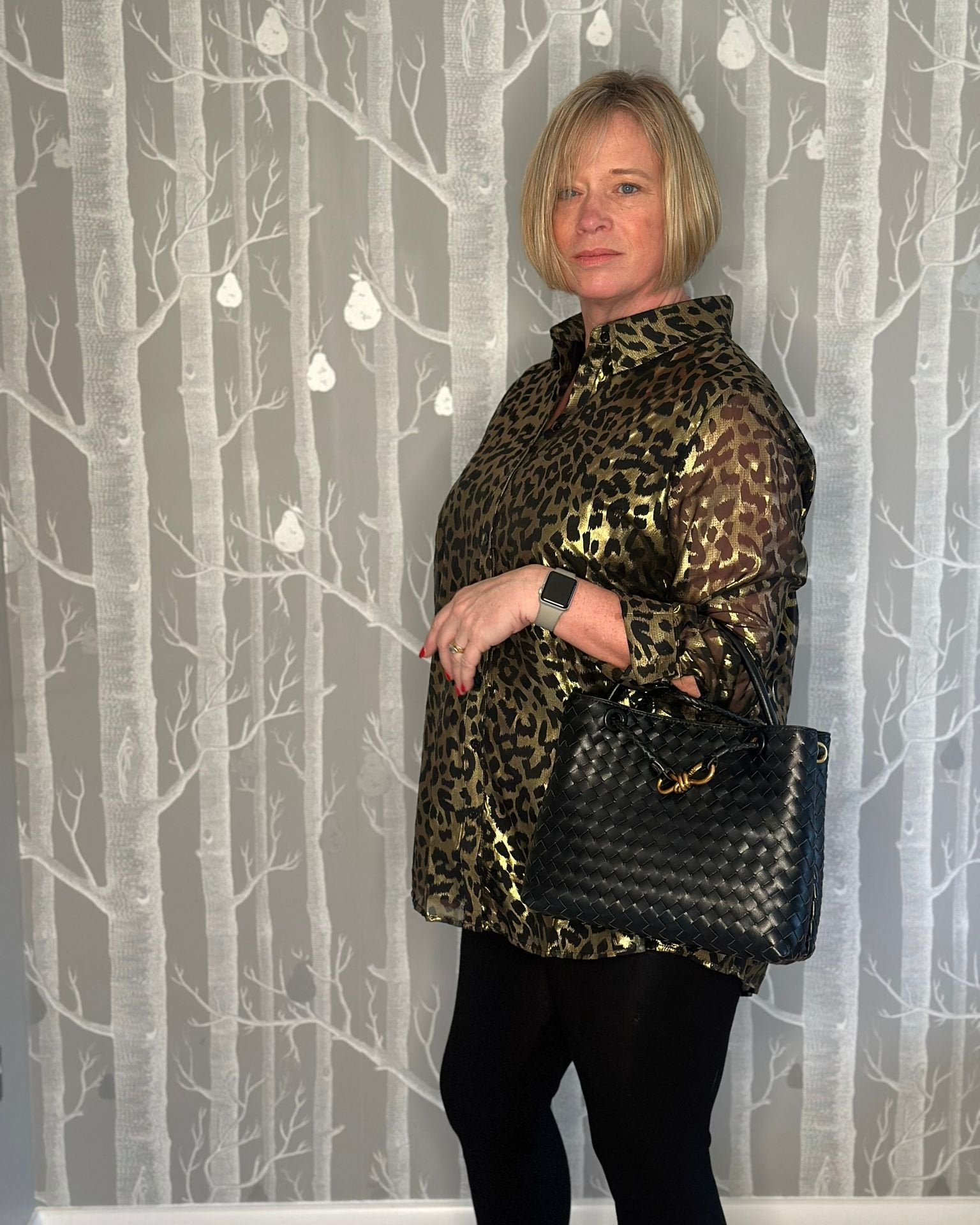Animal Print Shirt with Wide Cuffs 1