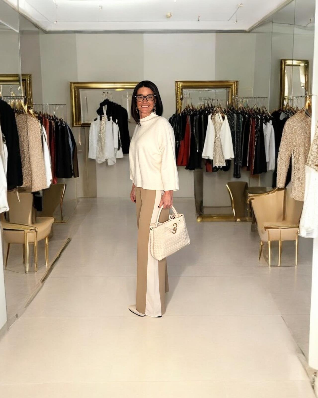 Beige Trouser with Cream Stripe