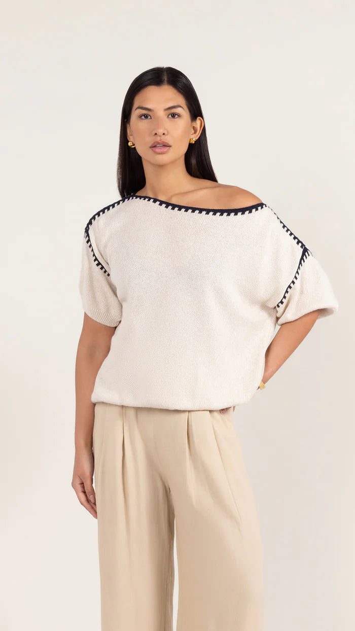 Billie Short Sleeve Cotton Knit - Ecru