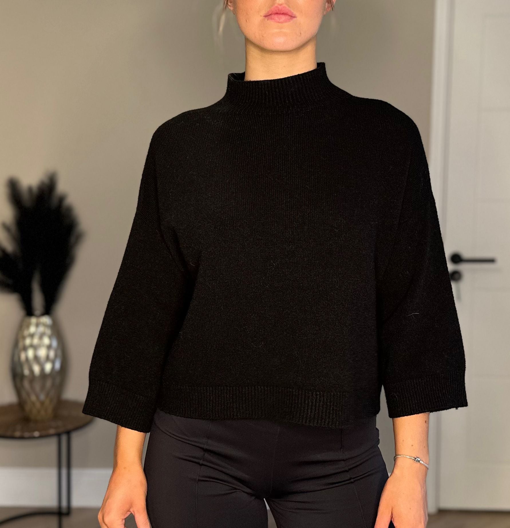 Maddie High Neck Jumper - Black