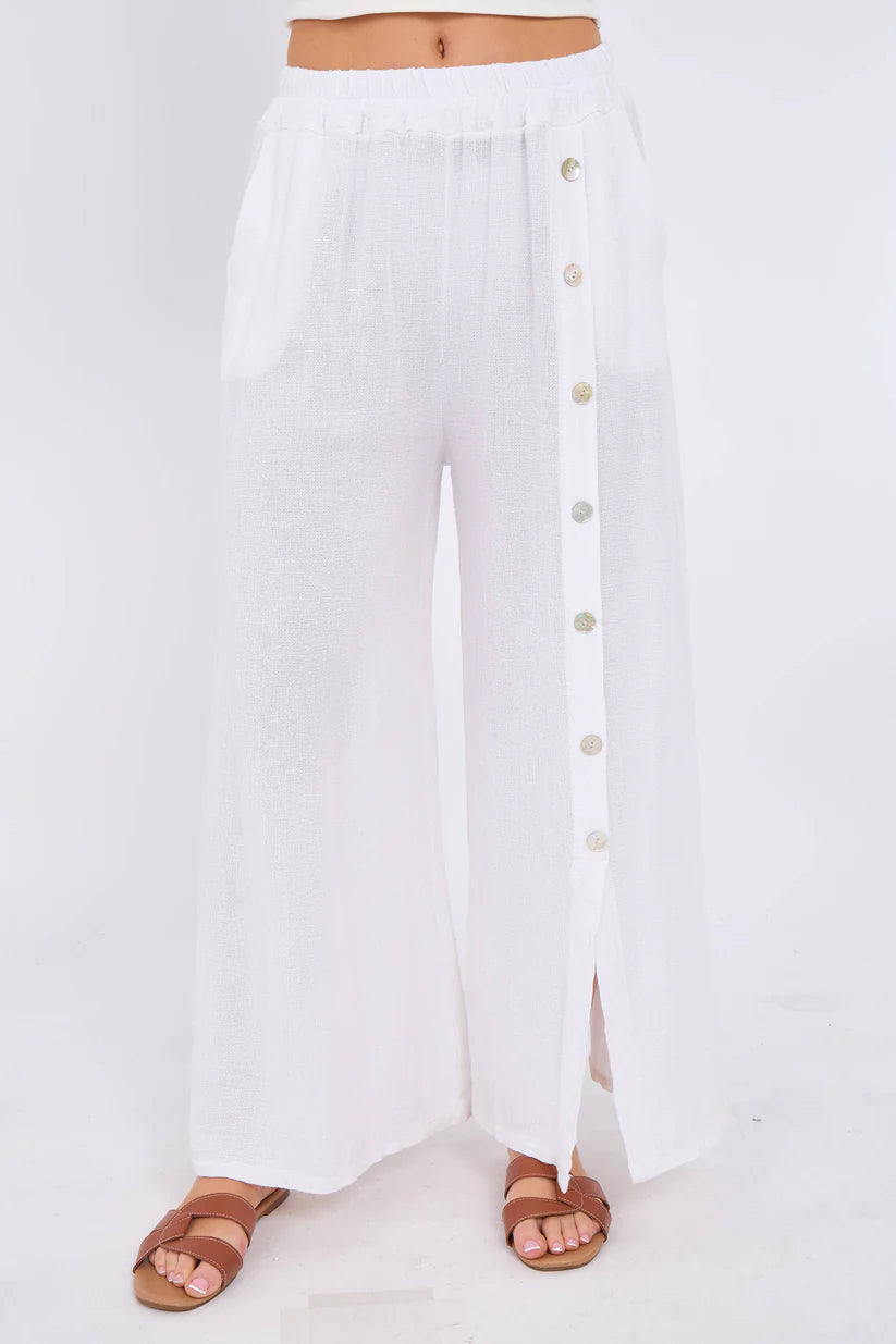 Tia Button Linen Trousers