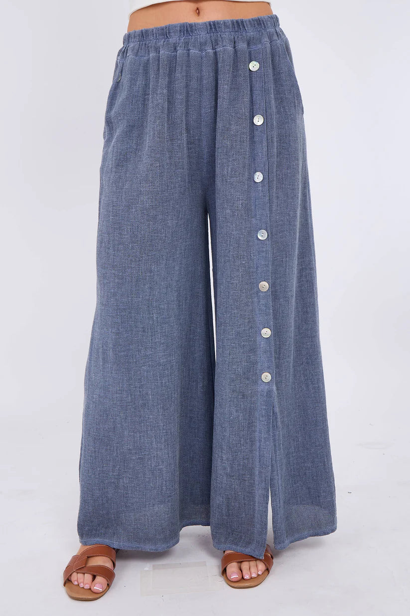 Tia Button Linen Trousers