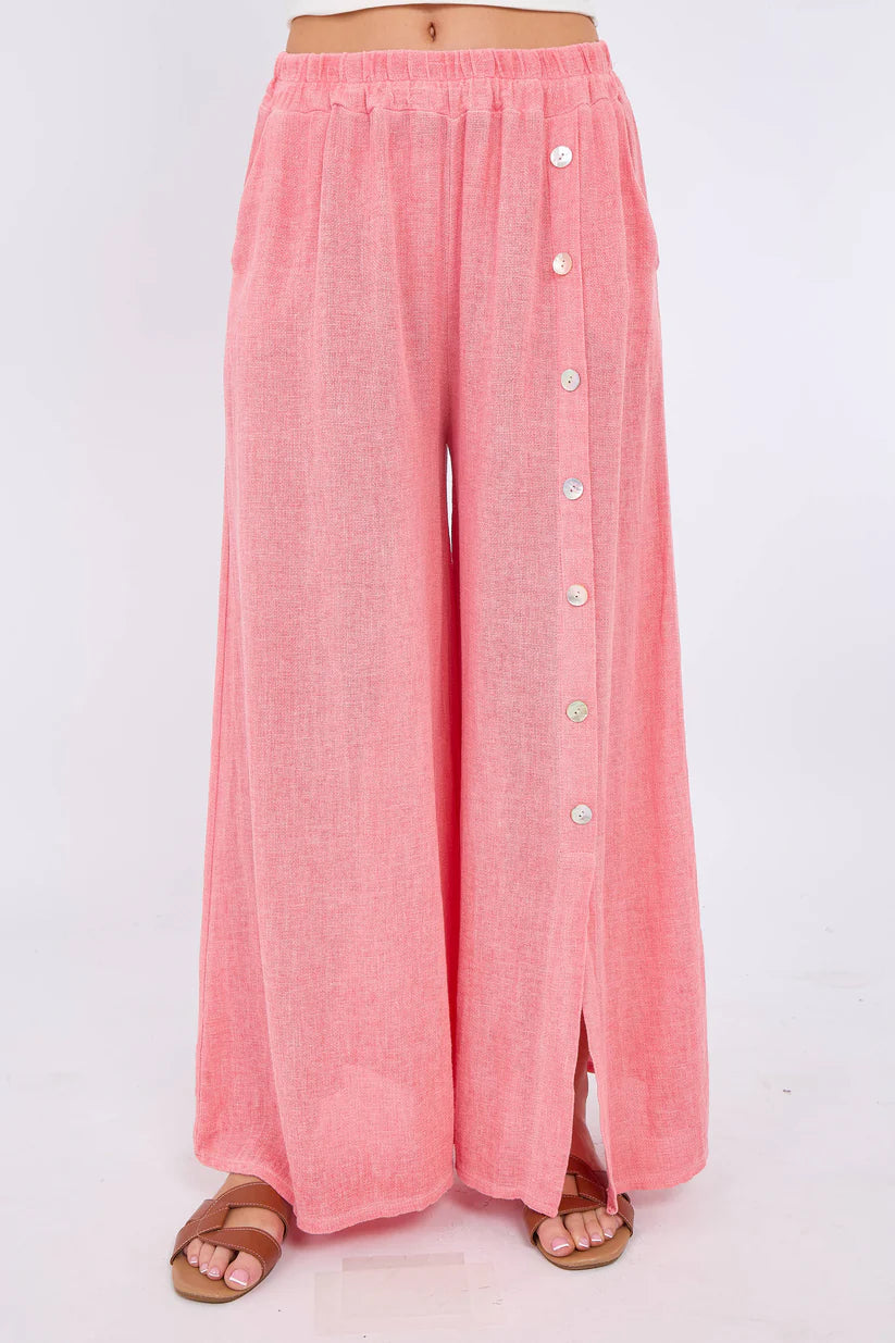 Tia Button Linen Trousers