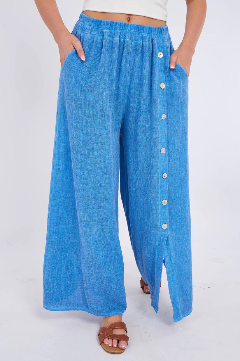 Tia Button Linen Trousers