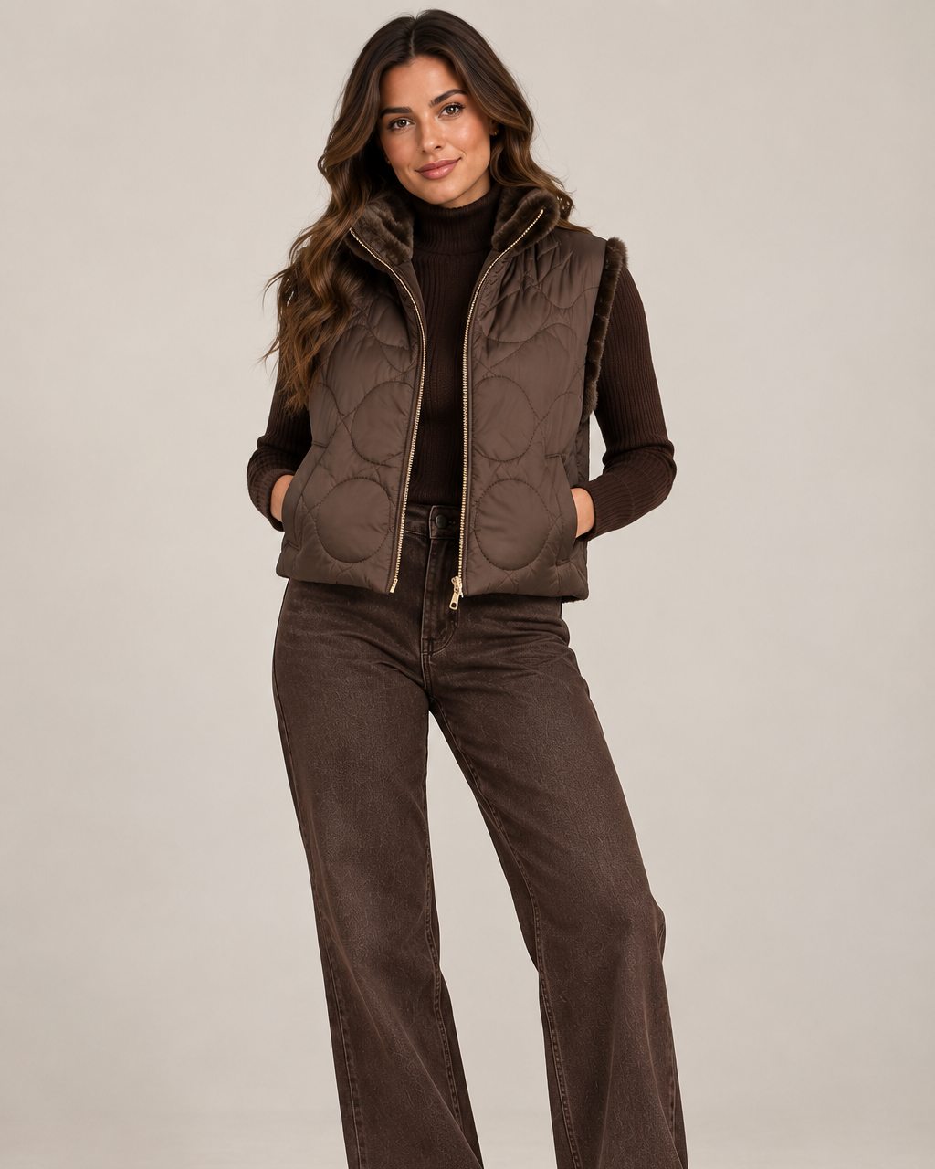 Reversible Faux Fur Quilted Gilet