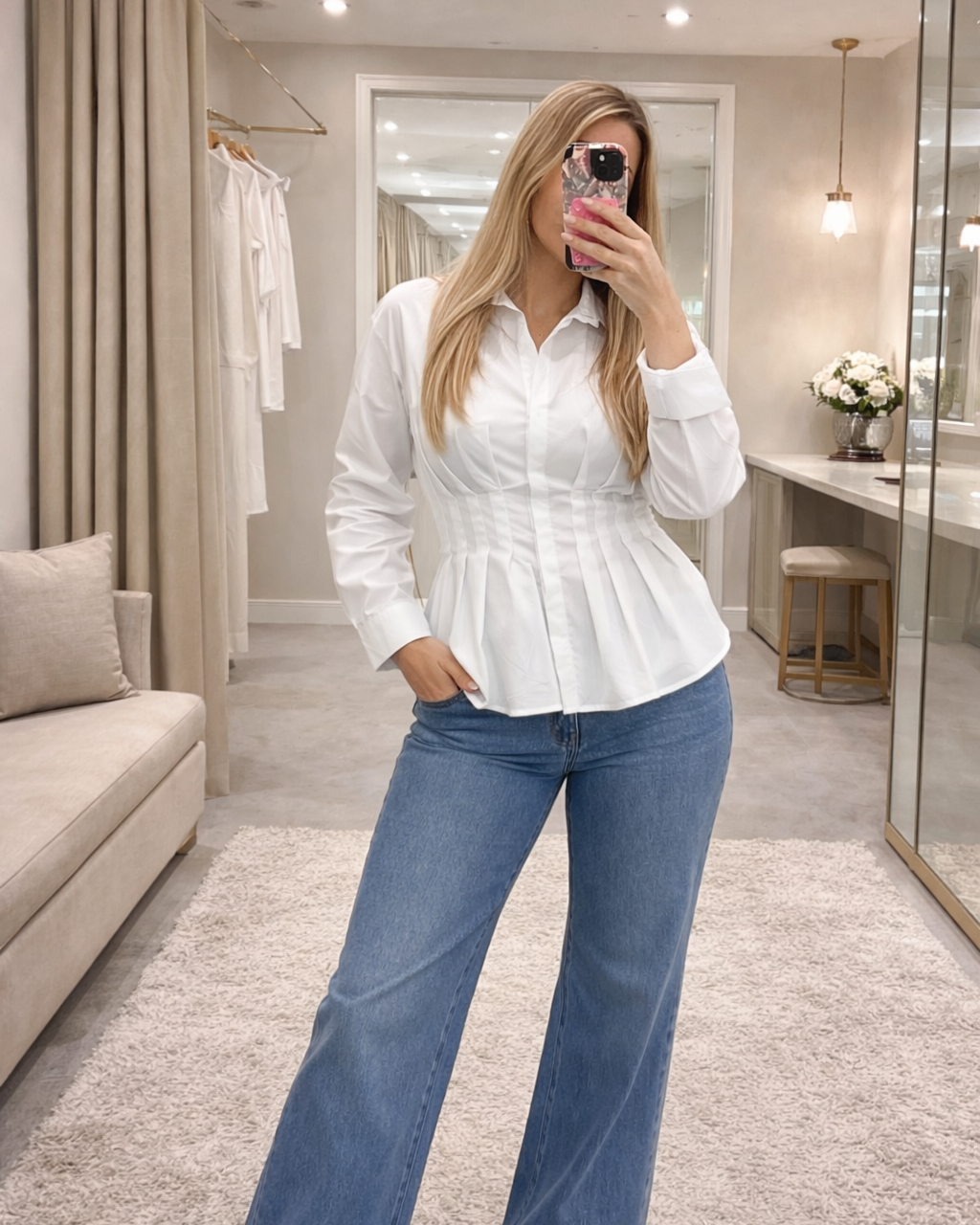 Poplin Crisp White Pleated Shirt