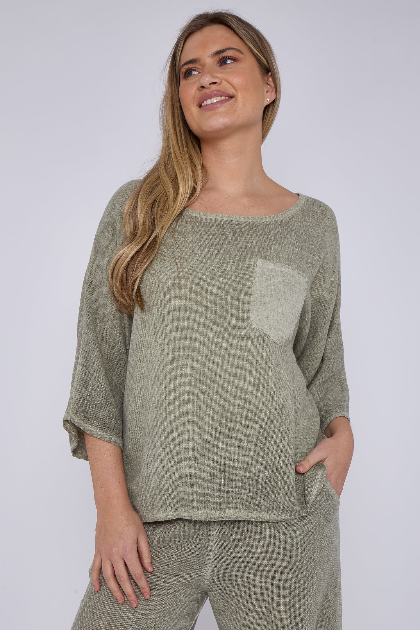 Charlie Linen Pocket Top