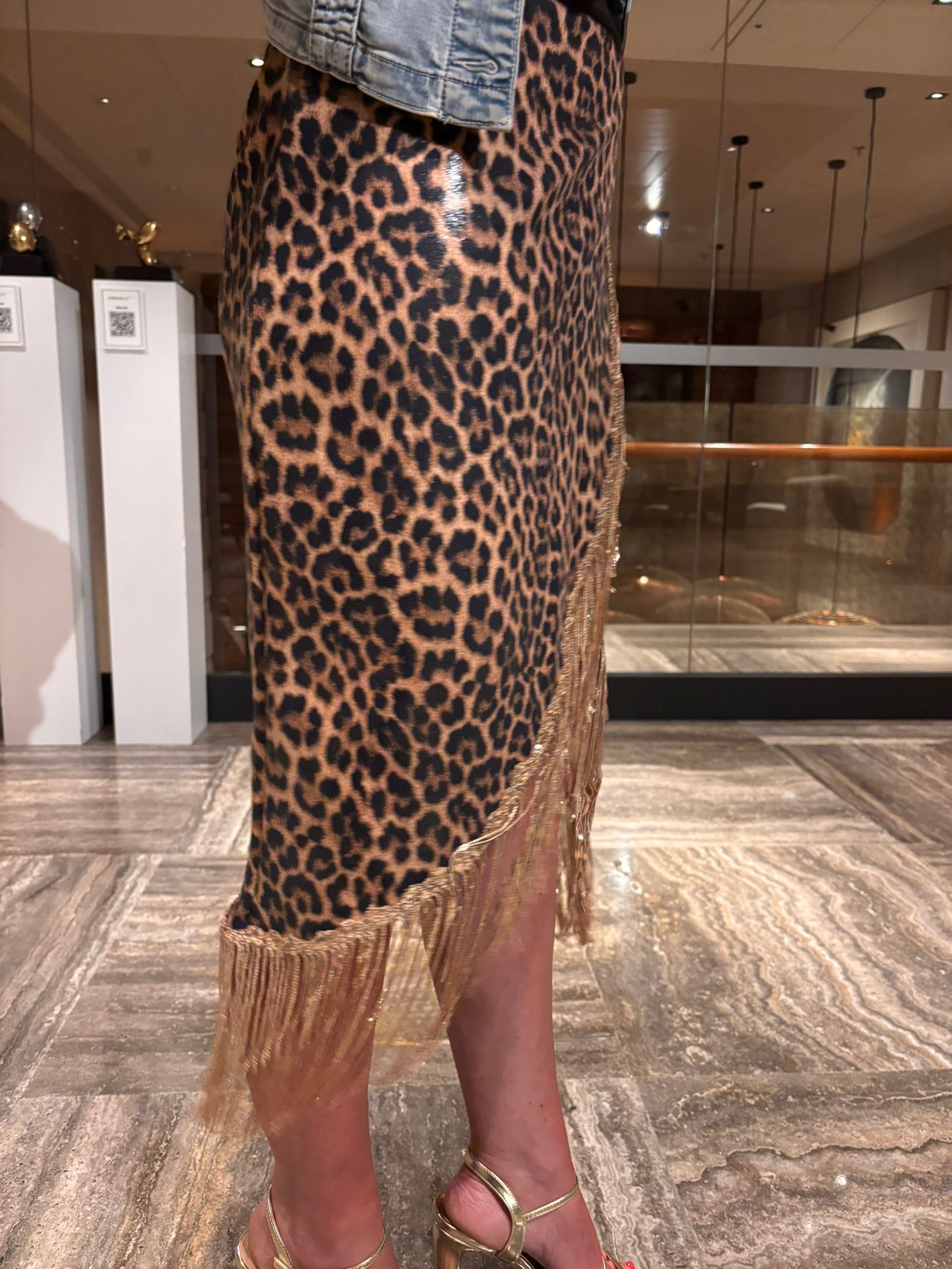 Aza - Midi Leopard Print Asymmetrical Skirt