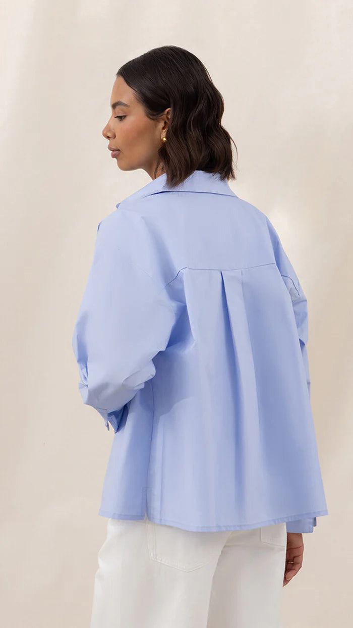 Indie Cotton Shirt - Sky Blue - by Charli