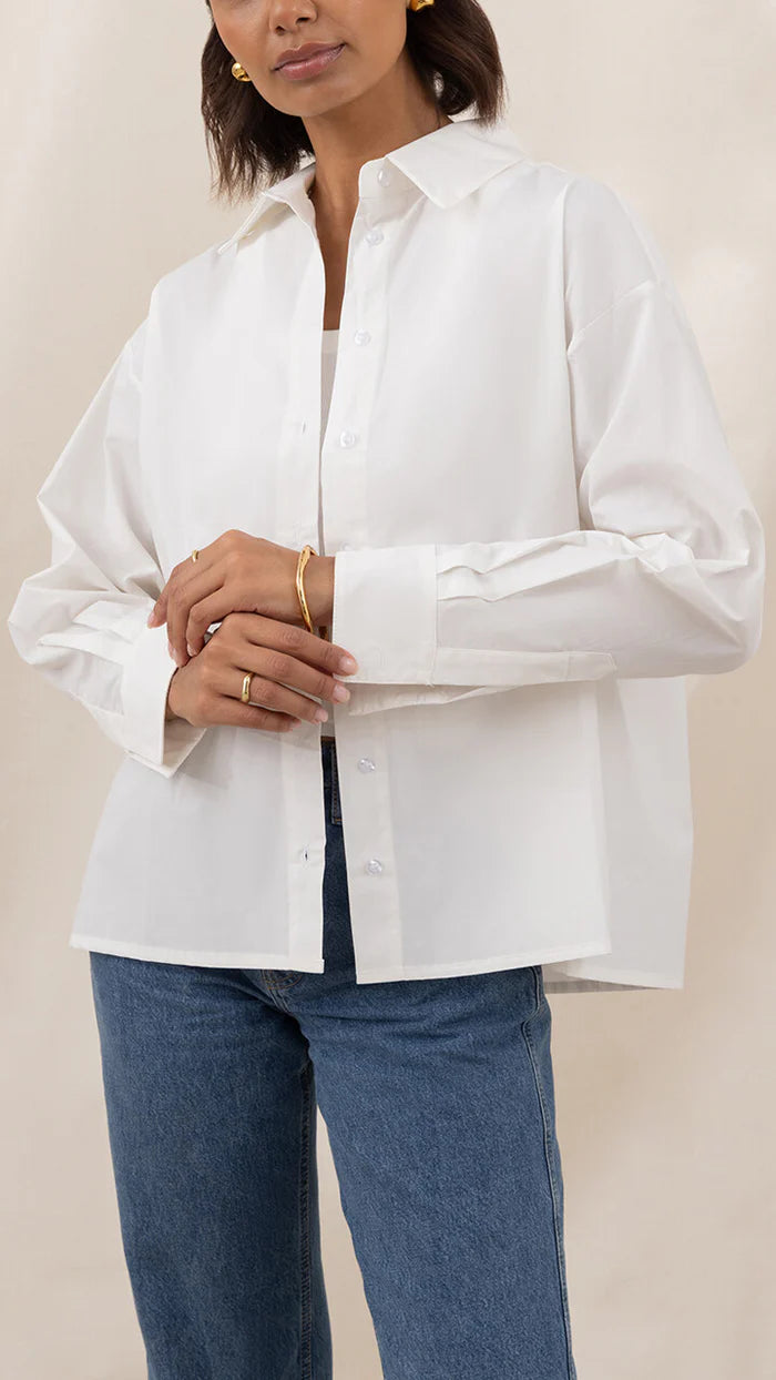 Indie Cotton Shirt - White - by Charli