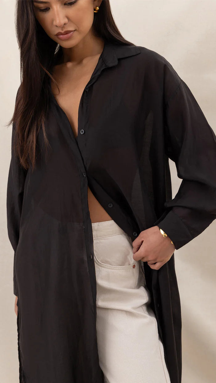 Izzy Long Shirt - Black - by Charli