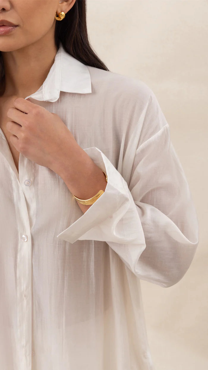 Izzy Long Shirt - Ivory - by Charli