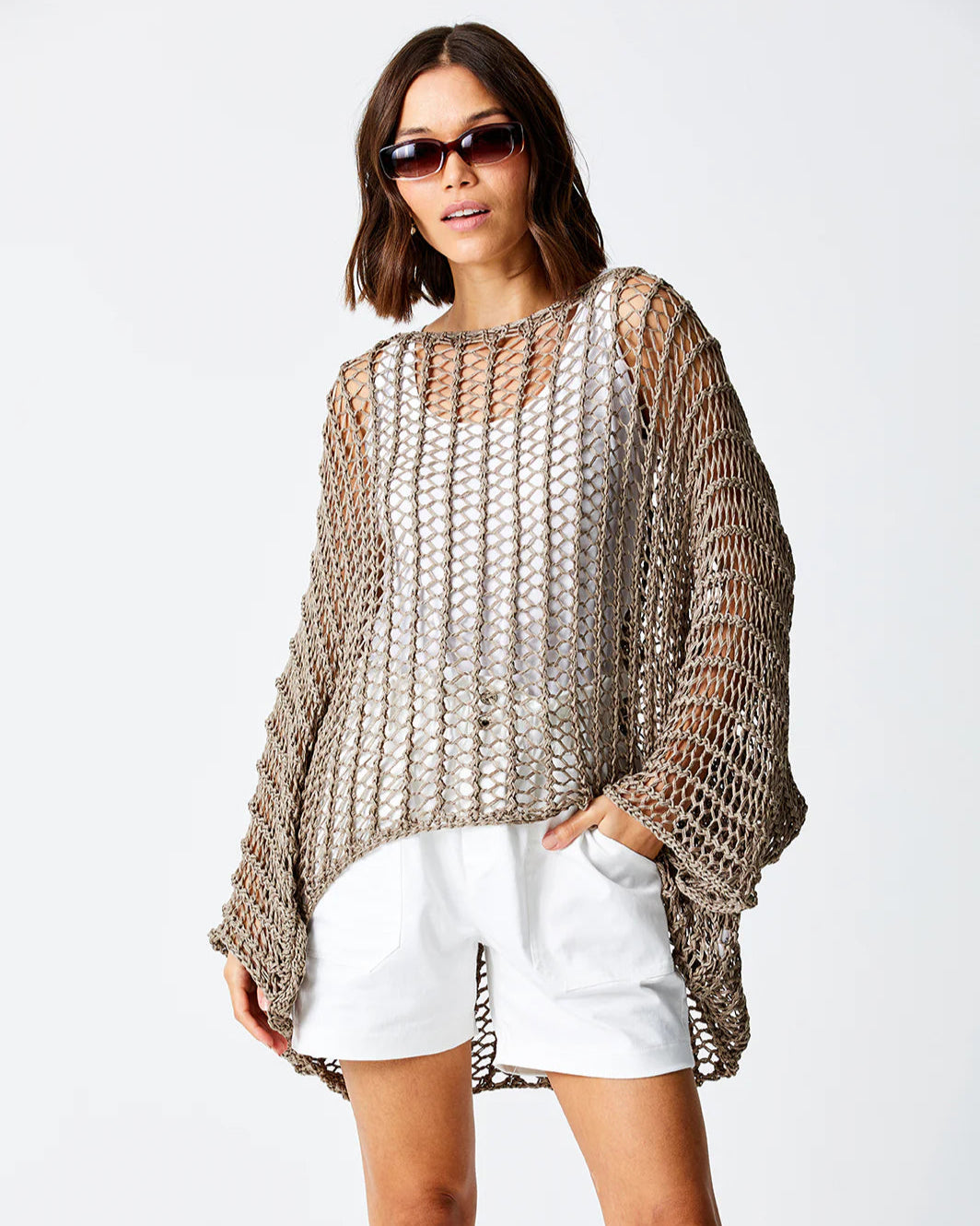 Jonny Open Knit Slash Neck Sweater - Suzy D