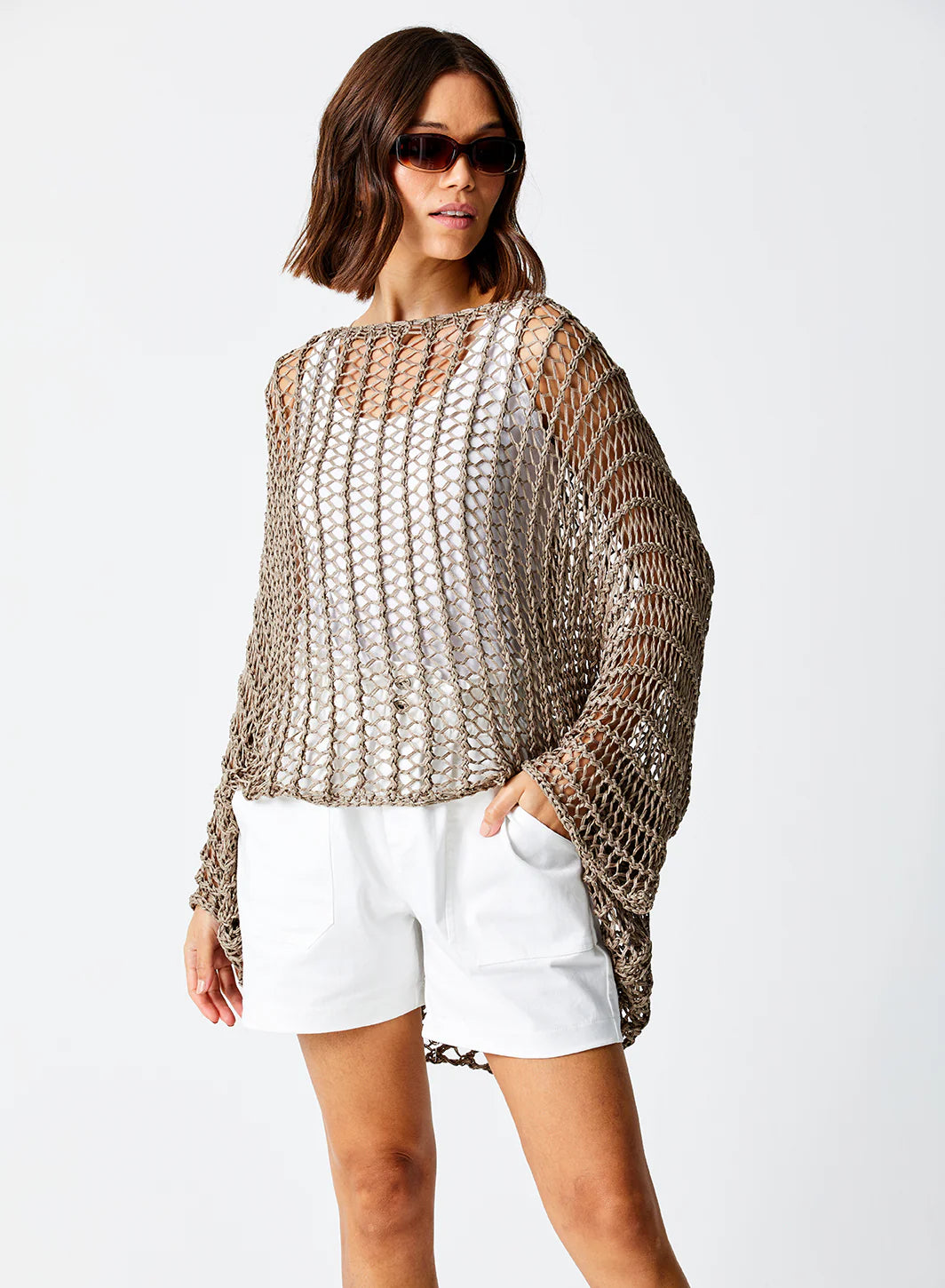 Jonny Open Knit Slash Neck Sweater - Suzy D