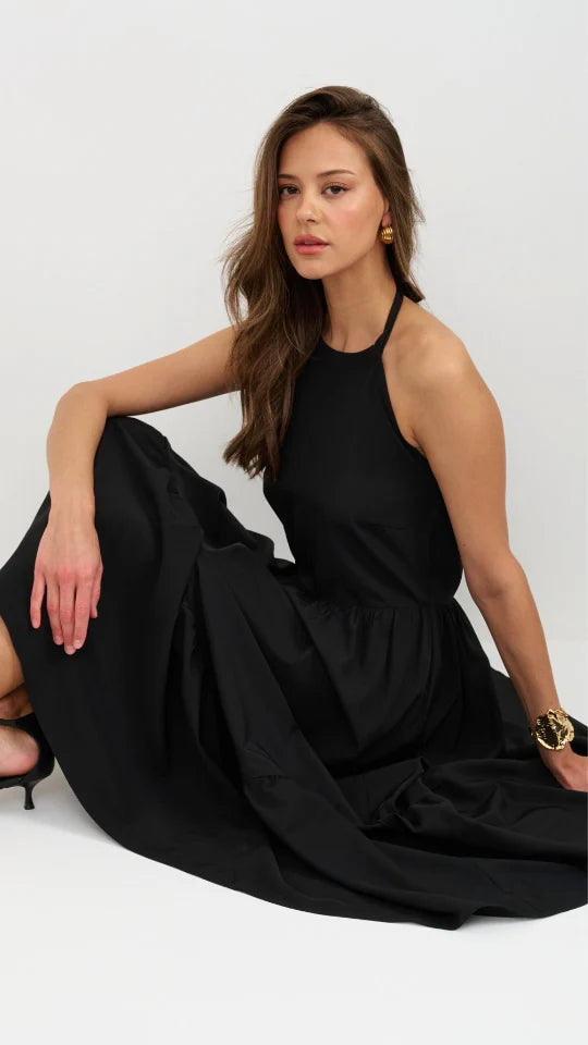 Kaley Halterneck Maxi Dress - Black
