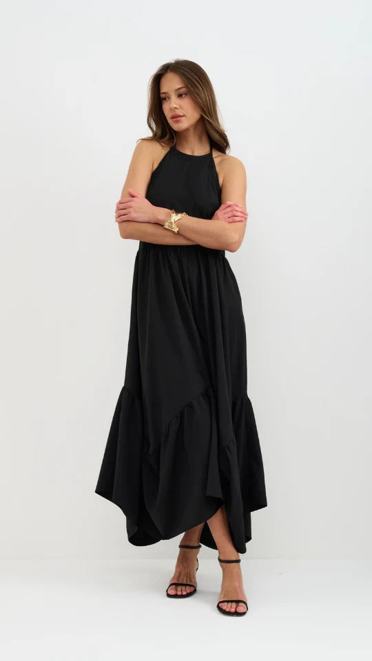 Kaley Halterneck Maxi Dress - Black