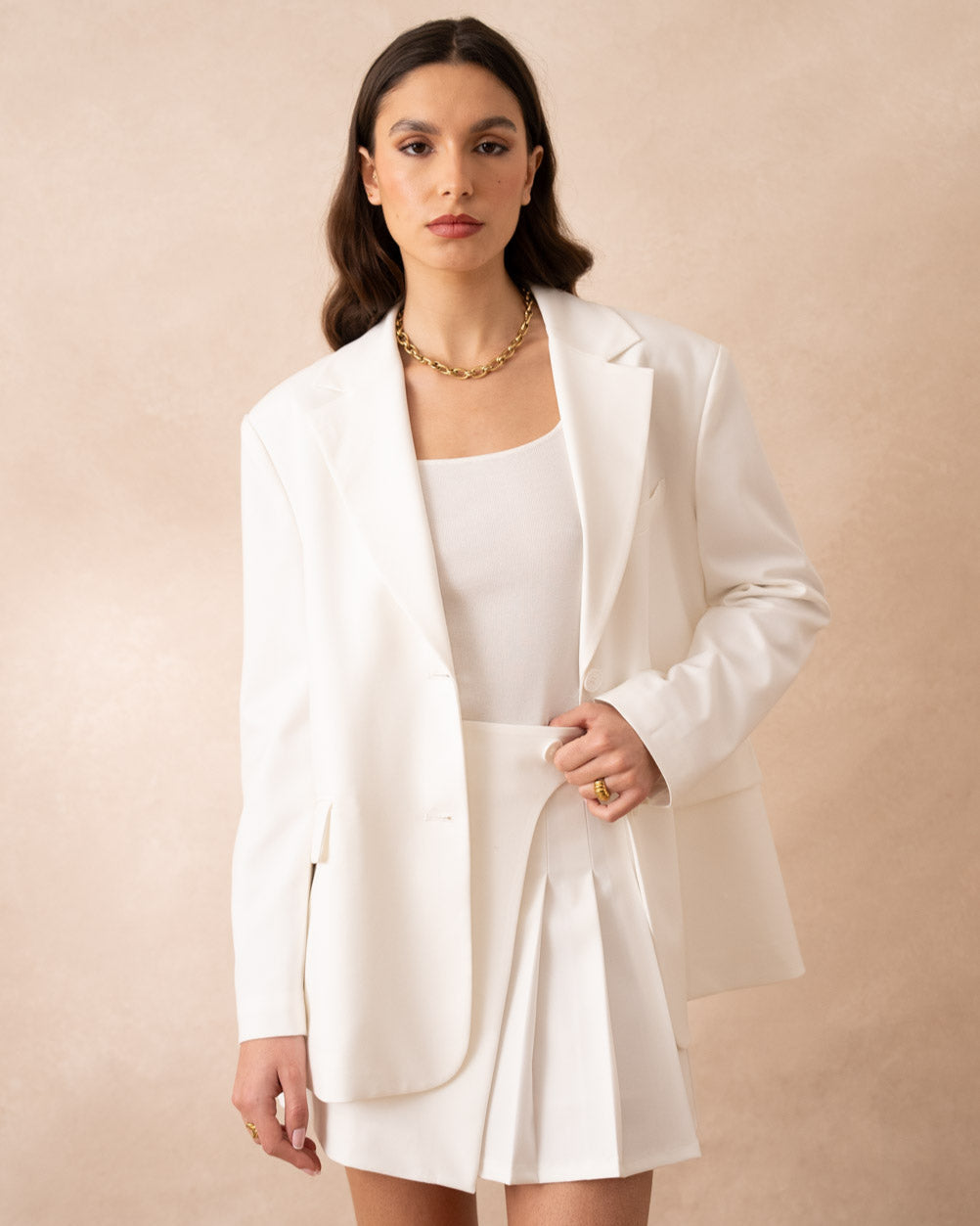 Crossover Back Oversized Blazer - White